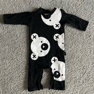 Huxbaby bear print black and white baby coverall 3 - 6 months